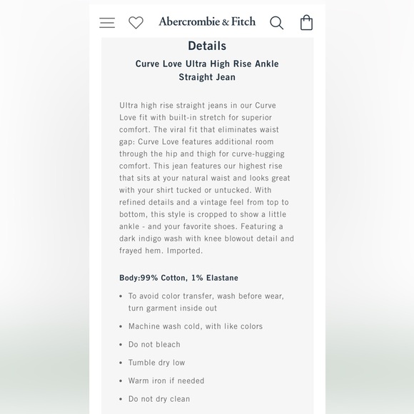 Abercrombie & Fitch Curve Love Ankle Straight Ultra High Rise jeans size 35 - Picture 4 of 9